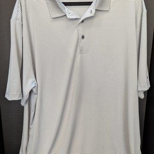 Perry Ellis Men Polo/Golf Shirt XXL Gray/White Stripe Grand Slam Performance